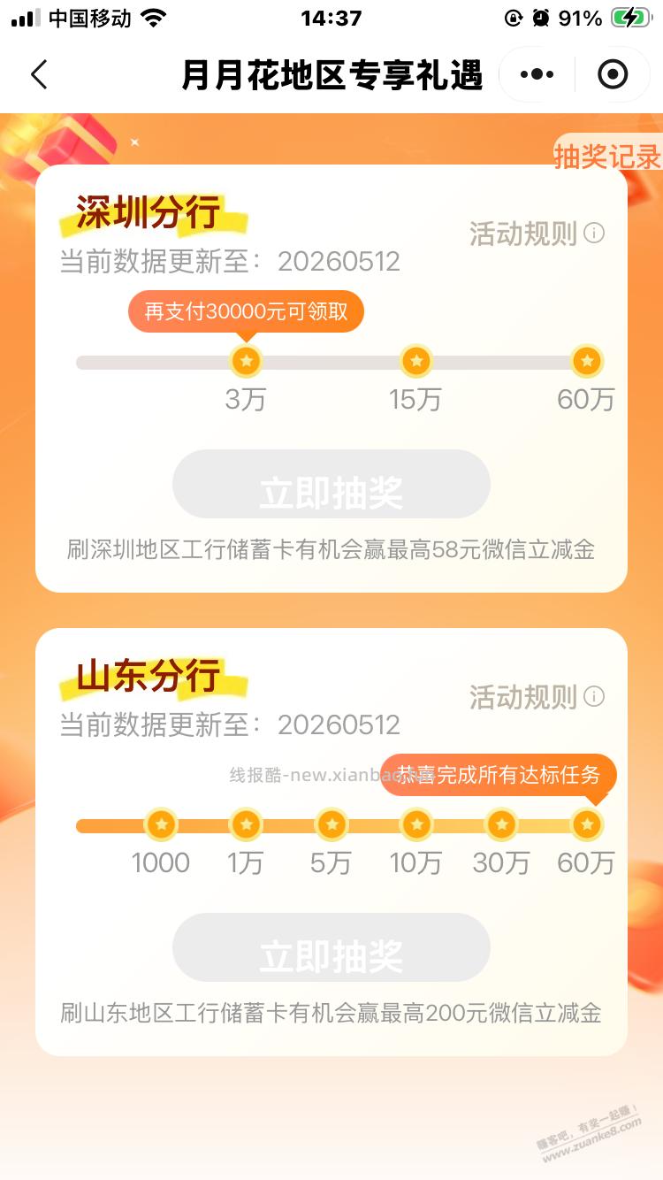 普大喜奔工行微金融月月花终于有山东了，大猫，必中，数量有限，来不及解释了，冲 - 线报酷