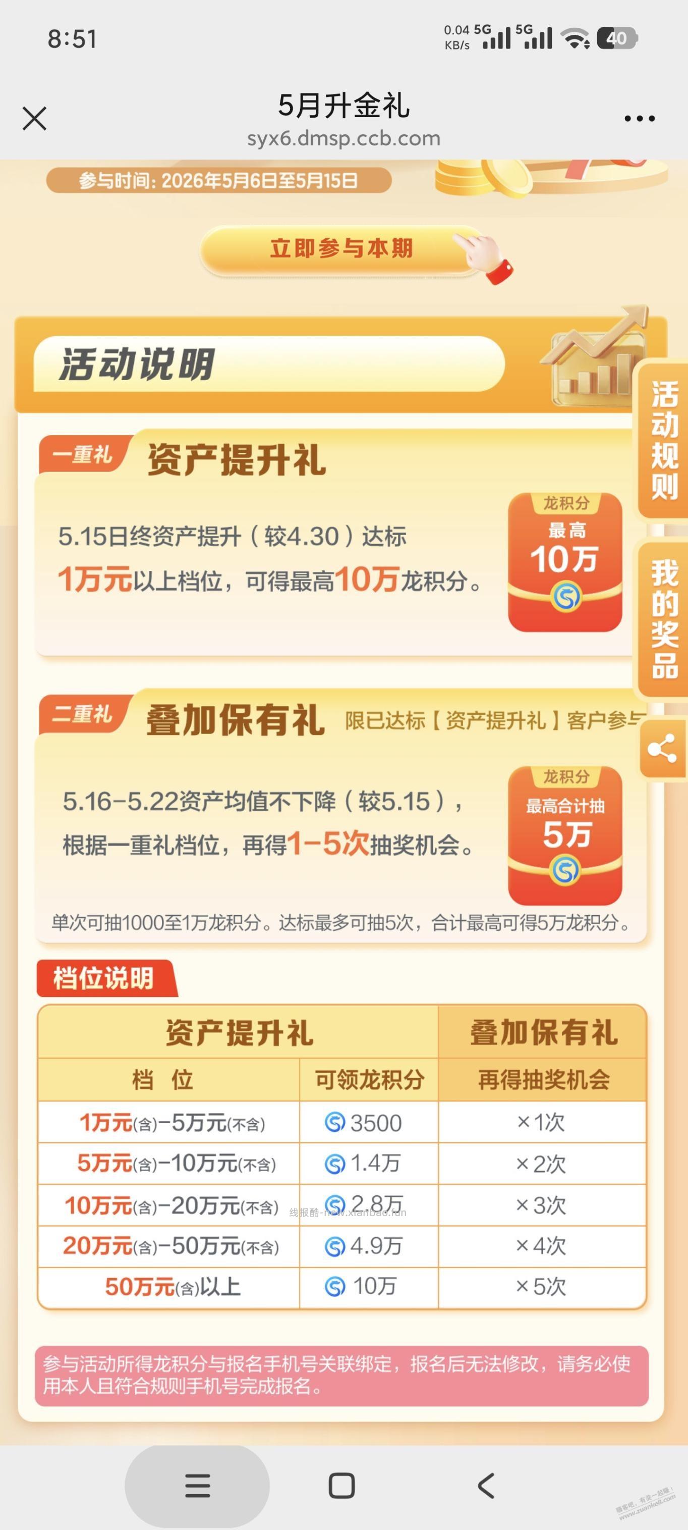 老哥们建行生活这个升金，两档都完成需要多少钱？ - 线报酷