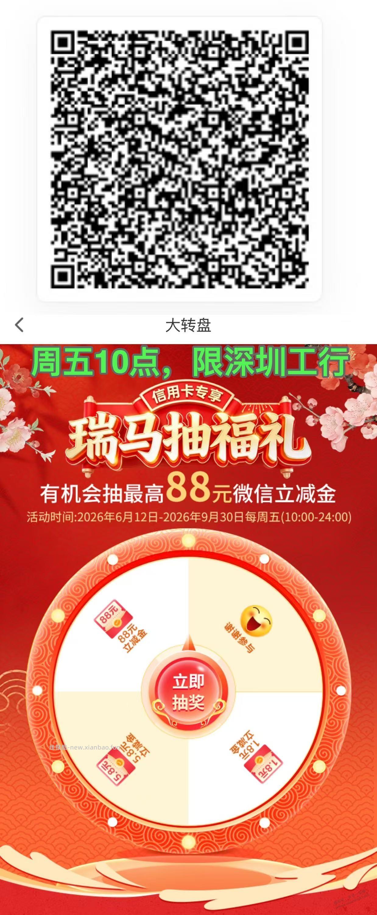 10点，周五，深圳工行，抽立减金 - 线报酷