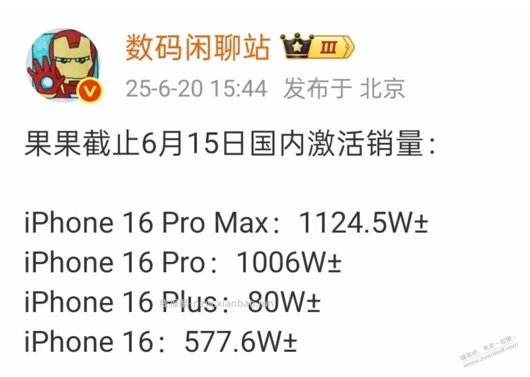 iPhone17 Pro系列的销量和iPhone16 Pro同期的销量差不多 - 线报酷