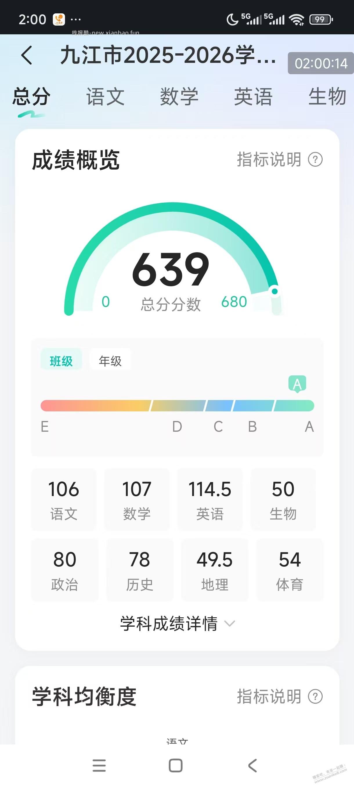 期末考试成绩出来了，2个班上第二 - 线报酷