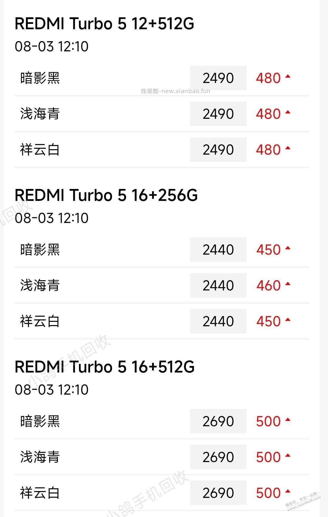 红米手机收货价一台涨了500 - 线报酷
