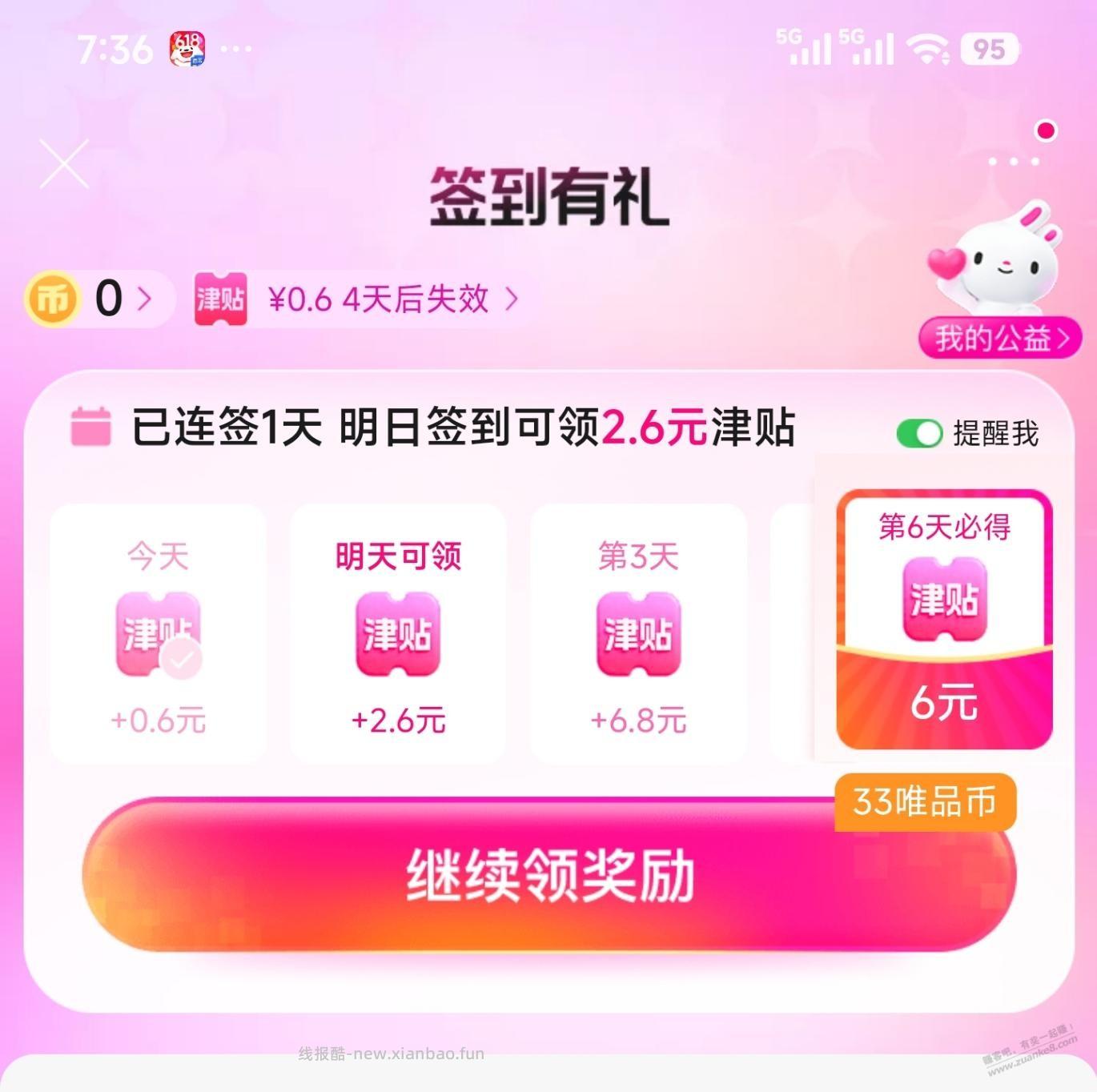 唯品会APP签到得33元津贴（受邀） - 线报酷