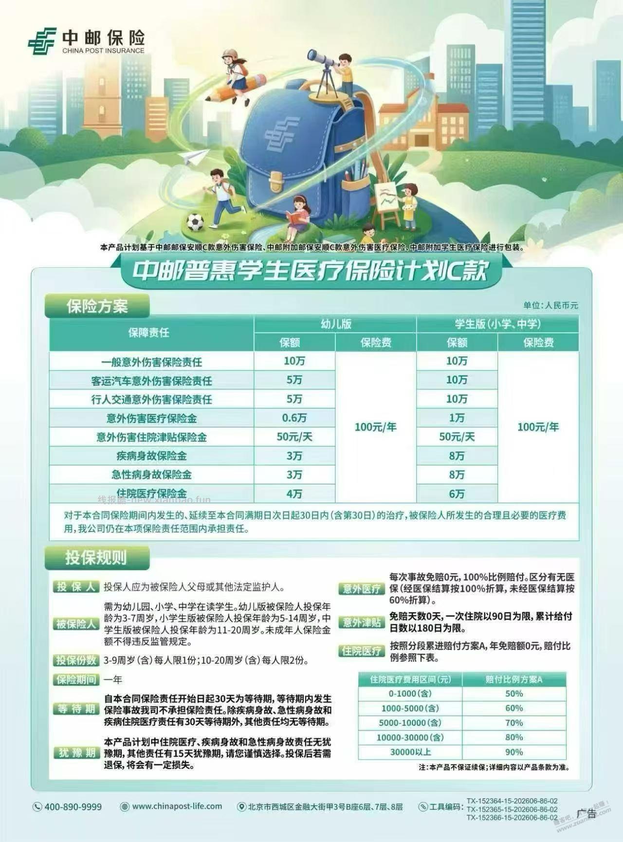 中邮普惠学平险，看看怎么样 - 线报酷