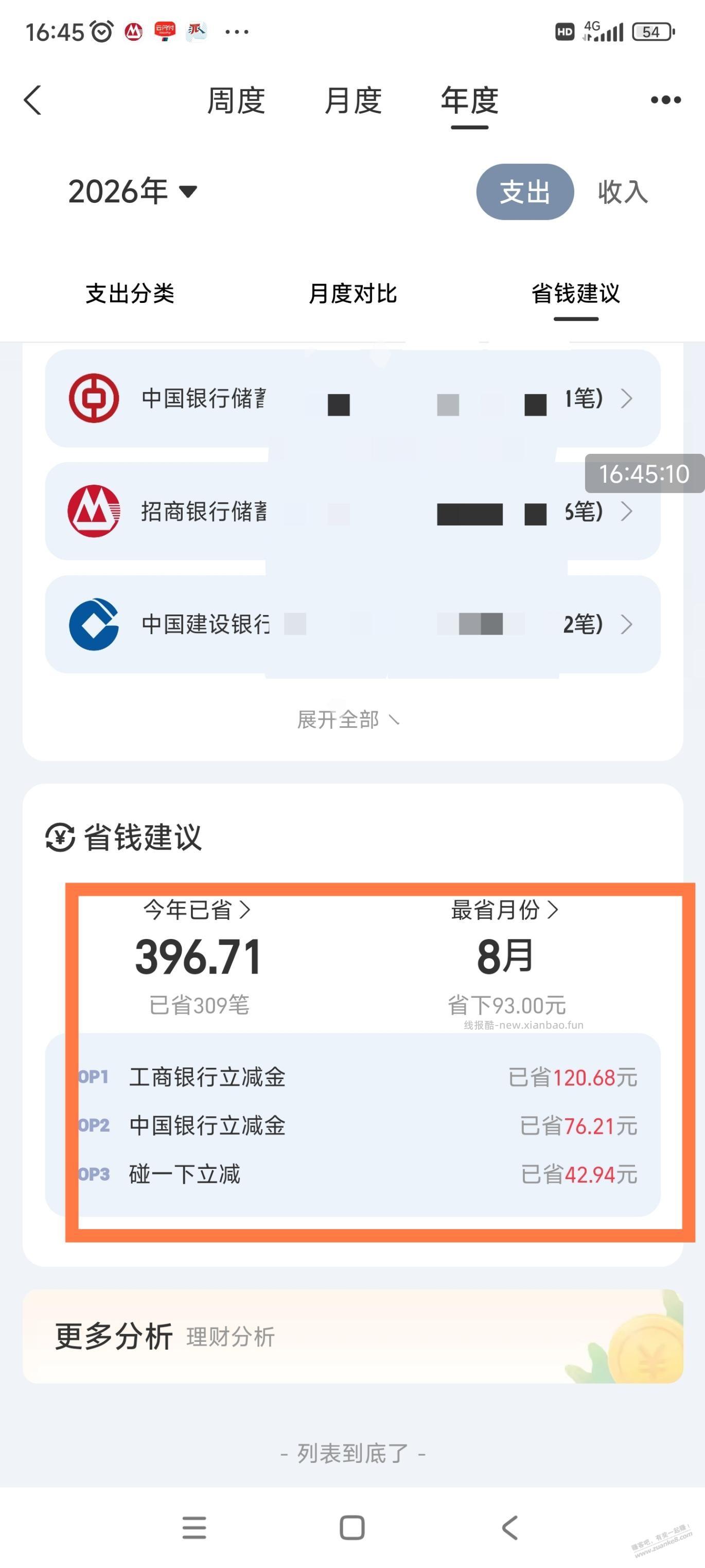 支付宝邦统计羊毛帐单 - 线报酷